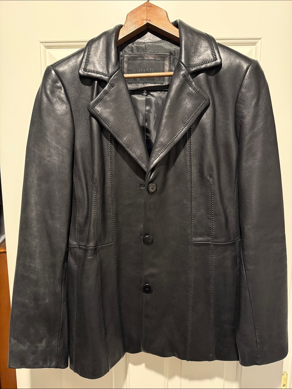 Avanti Black Leather Coat